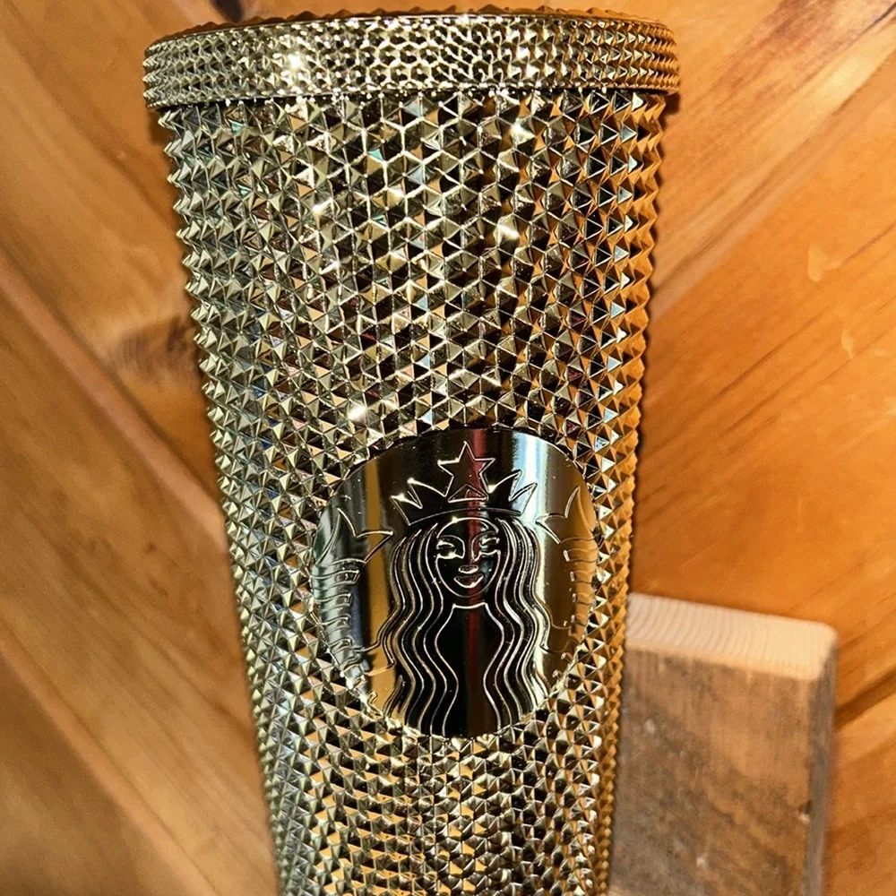 Starbucks gold studded tumbler 2022 winter/holiday bling edition
